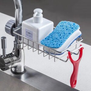 Adjustable Sink Drain Rack Sponge Storage Faucet Holder Soap Drainer Shelf Basket , Kitchen  Accessories